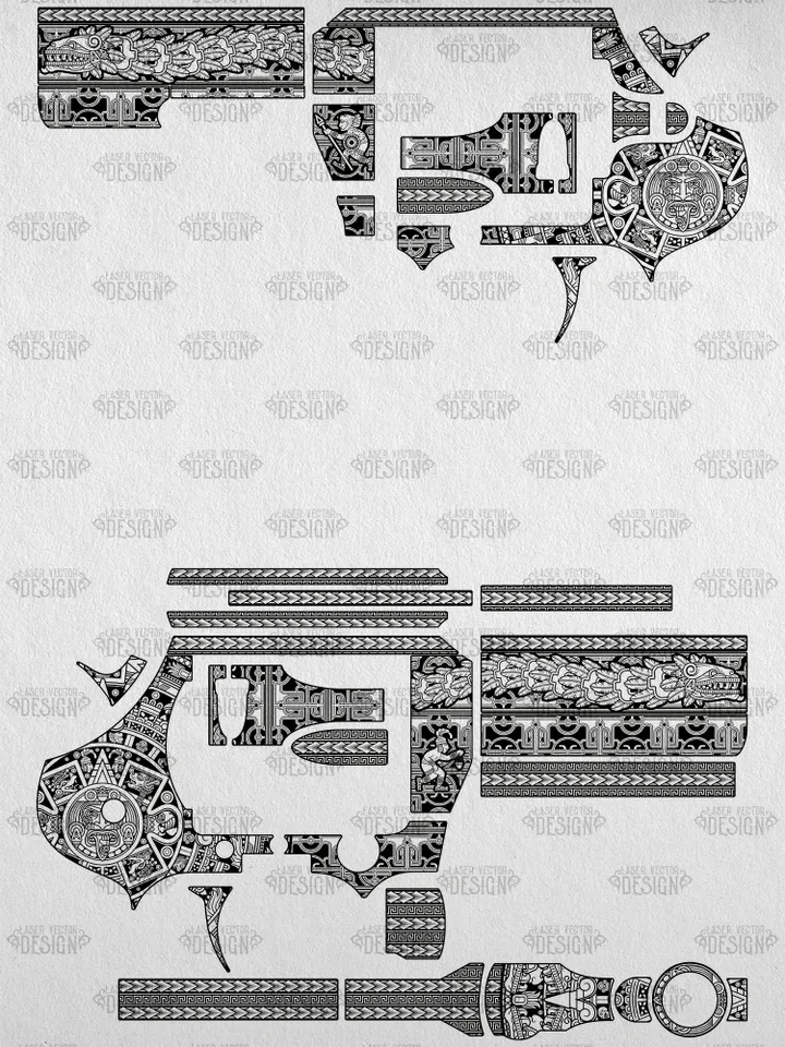 VECTOR DESIGN Colt King Cobra 3 in Aztec calendar