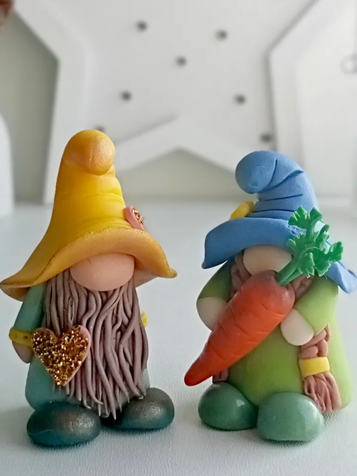Polymer Clay Pocket Gnomes/Shelf Sitter Gnome/Handmade Christmas couple gnomes/Terrarium mini gnome/Potted Plant Decor