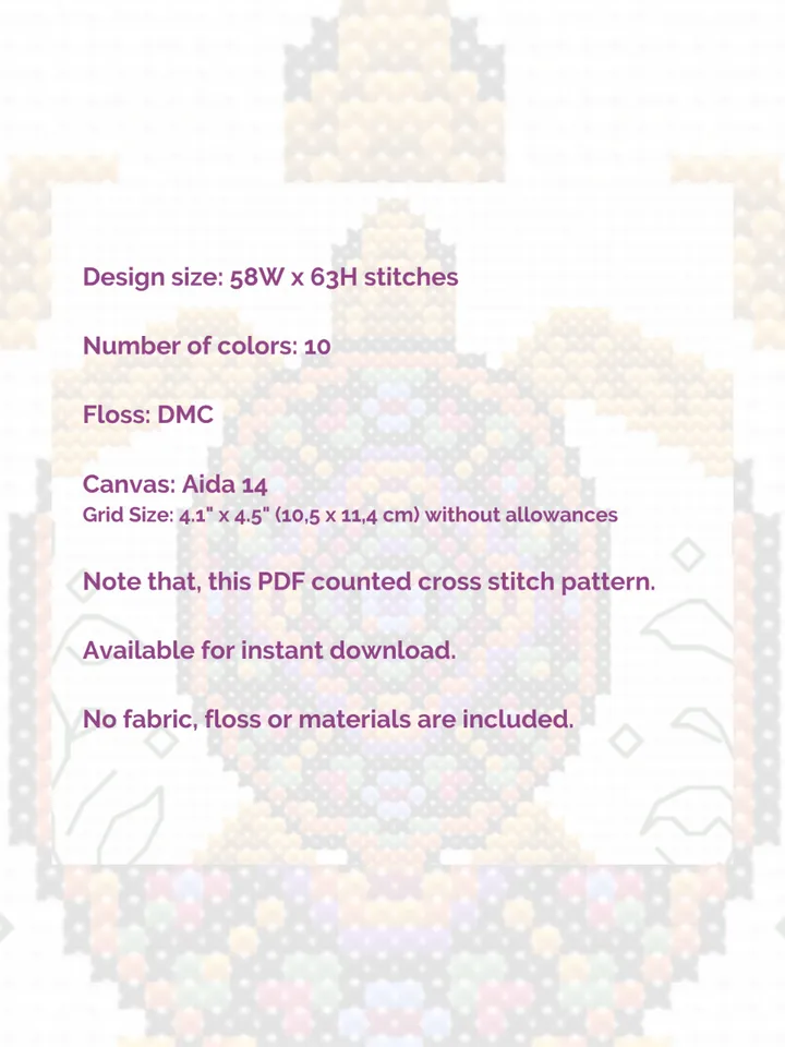 Cross stitch pattern Turtle, simple cross stitch pattern for beginners, cross stitch chart PDF