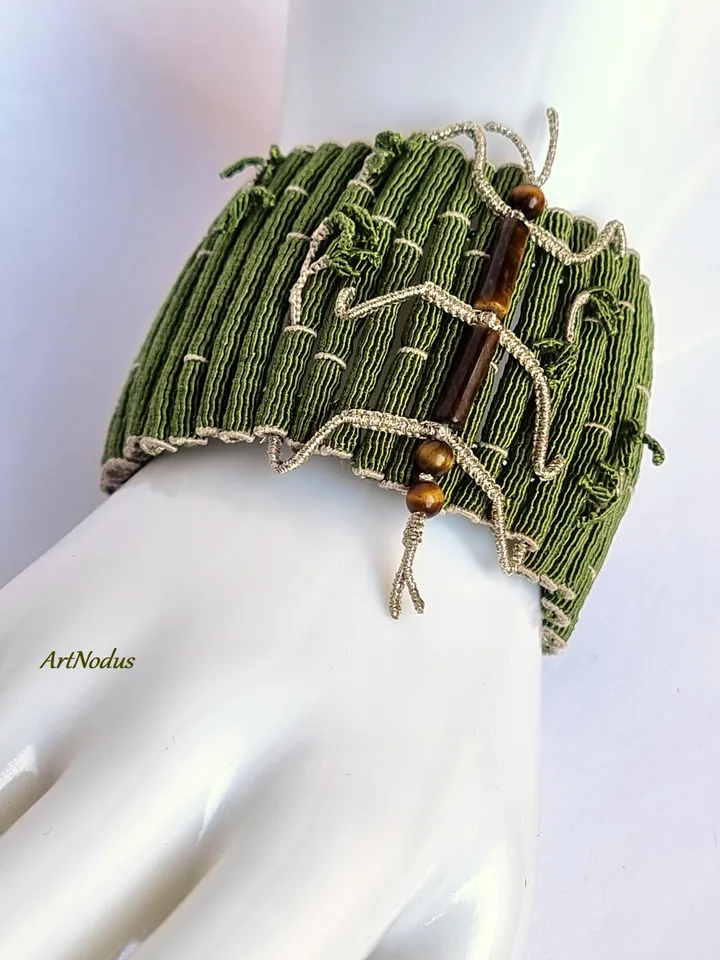 Nature-Inspired Bamboo Bracelet with Stick Insect Accent
