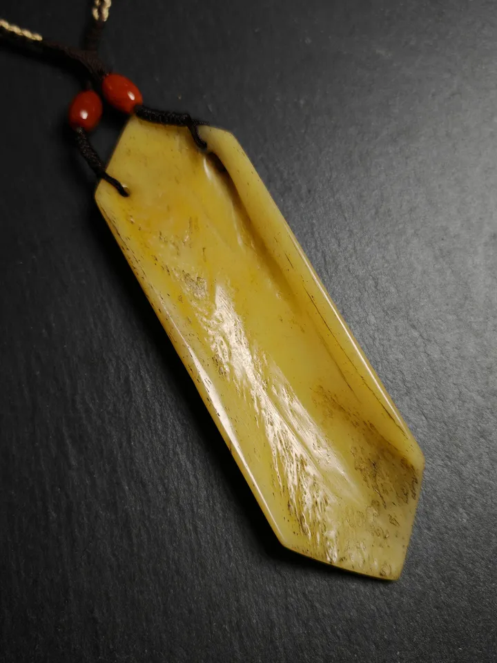 Gandhanra Vintage Yak Bone Carved Troma Nagmo Amulet - Tibetan Buddhist Black Dakini Female Deity Pendant