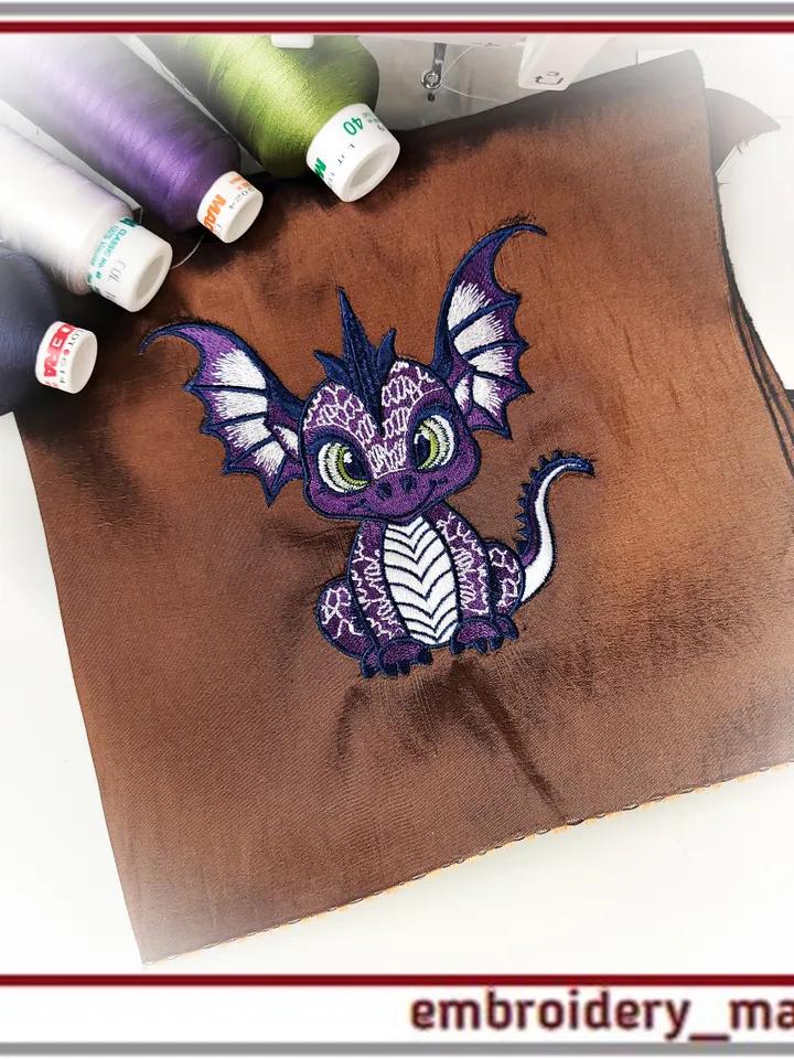 Purple Dragon art Digital Machine Embroidery Design by Embroidery Manavi 05
