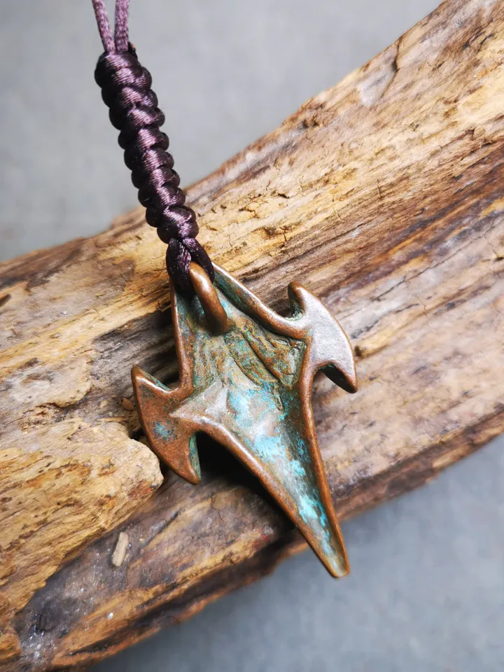 Gandhanra Acient Shankha(Divine Conch) Badge,Tibetan Buddhist Protective Amulet Pendant,Made of Brass