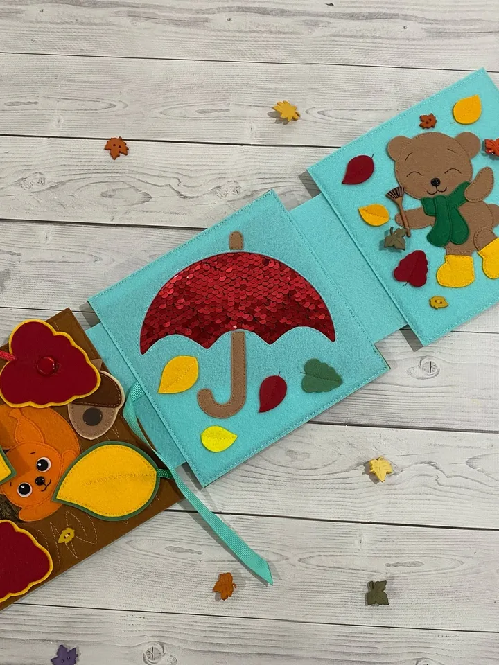 Autumn Book, Quiet Felt Book, Montessori toy, Busy book for kids, Educational toy, Gift for baby