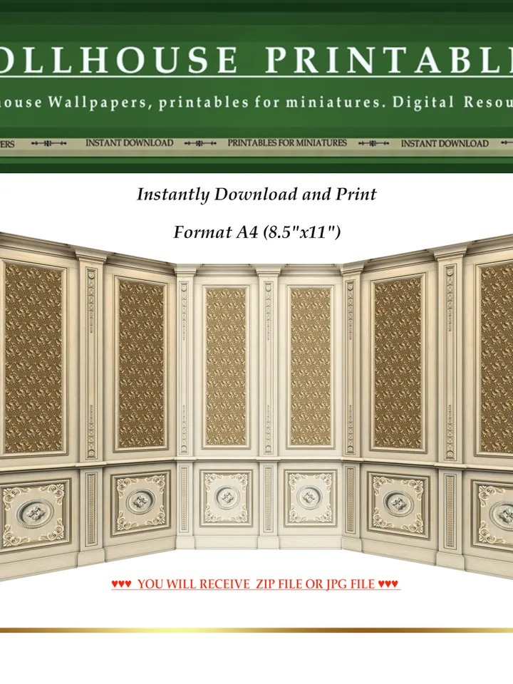 Wallpapers- Set 7-v4 | Printables for Dollhouses and Unique Miniature Projects | Digital Downloads | in Scale 1/12th
