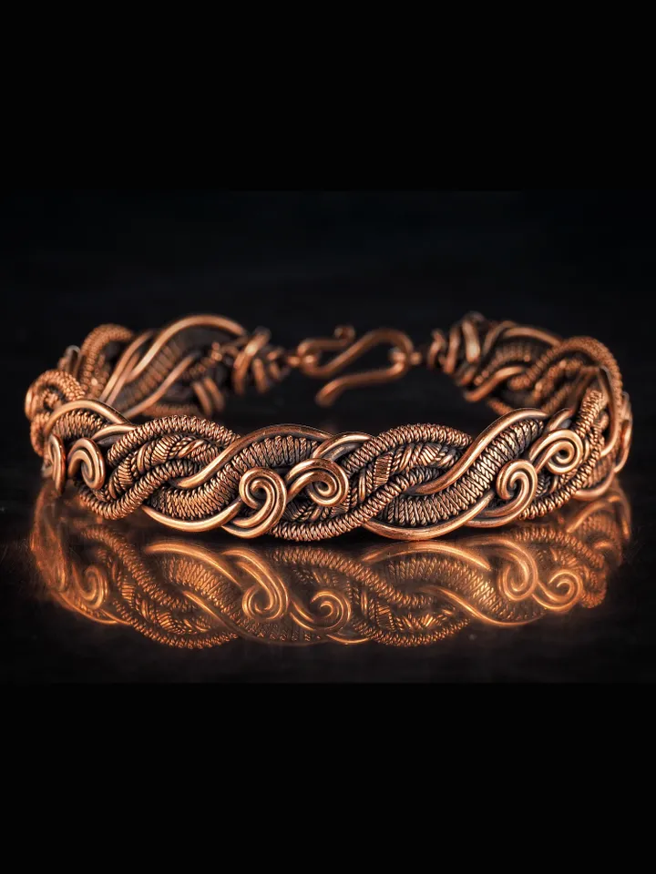 Wire wrapped copper bracelet for woman Antique style copper jewelry WireWrapArt