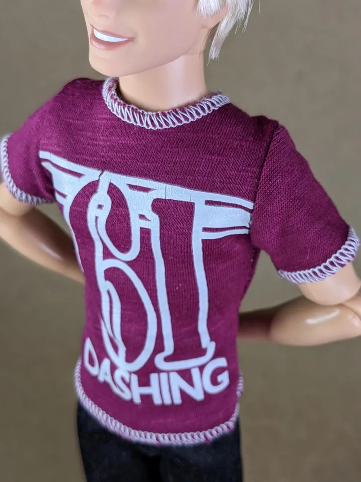 Red wine printed T-shirt for 12-inch fashion male dolls
