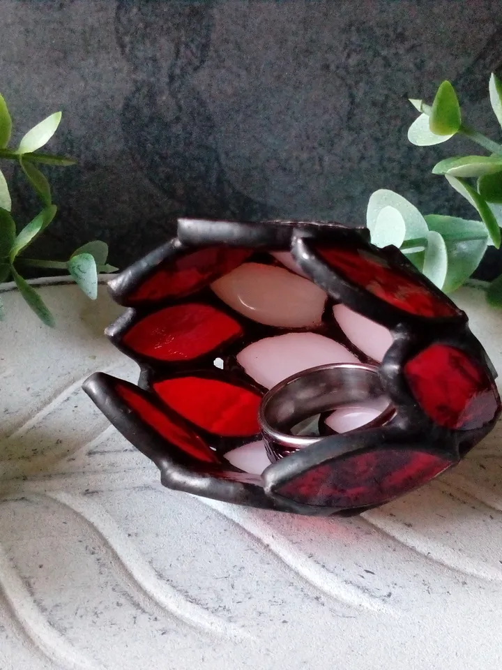 Dragon egg ring holder - handmade stained glass, home decor