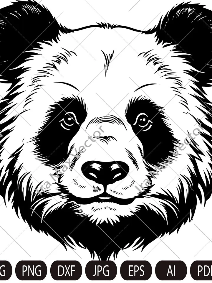 Panda Svg, Panda Clipart, Panda Png, Panda Head, Panda face svg, Panda Silhouette, Animals Silhouette