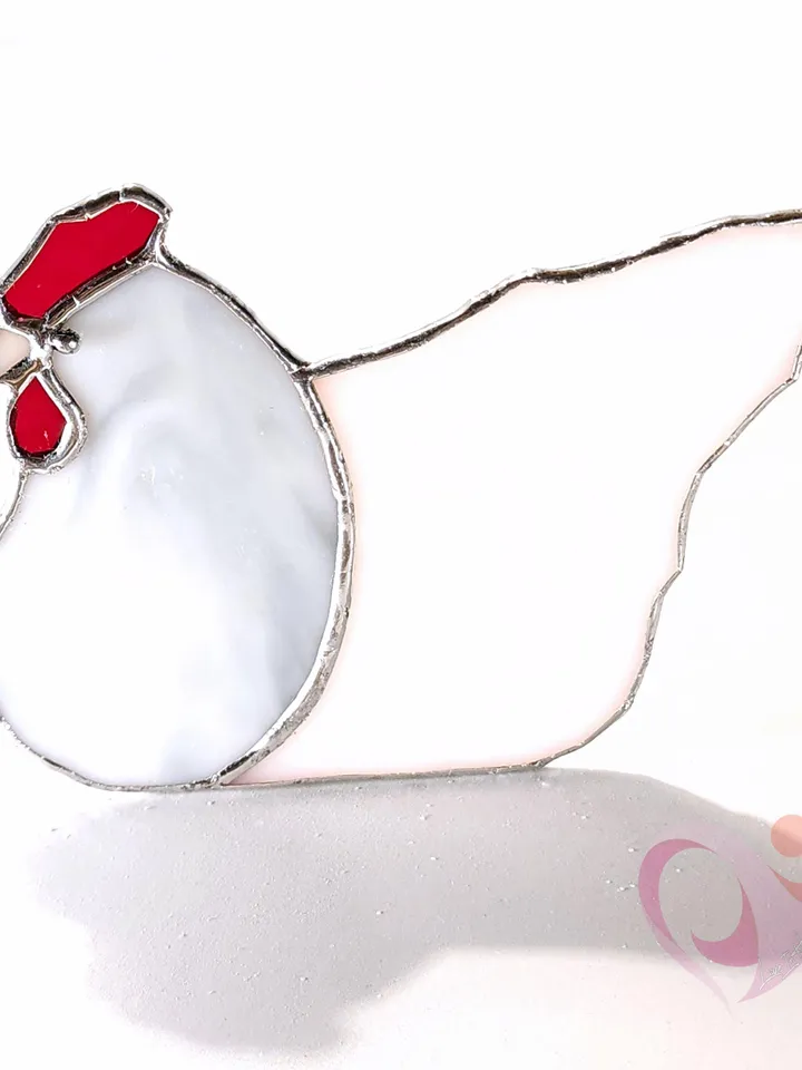Stained Glass Chicken Suncatcher Cute Sitting Hen Decor Farmhouse Chicken Memorial Gift for Chicken Lovers