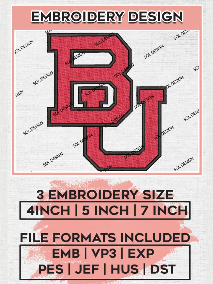 BU Terriers Team Logo Embroidery Design Files, NCAA Boston University Terriers Machine Embroidery, NCAA Teams, 3 sizes, NCAA Machine embroidery designs, Digital Download