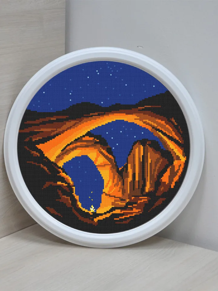 Arches national park cross stitch pattern download PDF Night nature xstitch chart Modern landscape embroidery PDF Nature lover gift #L17