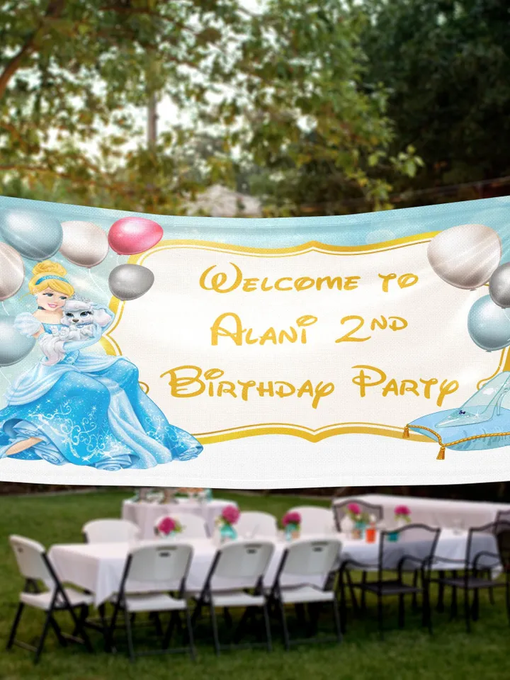 Cinderella Birthday Banner Personalized Party Backdrop Decoration ikban19