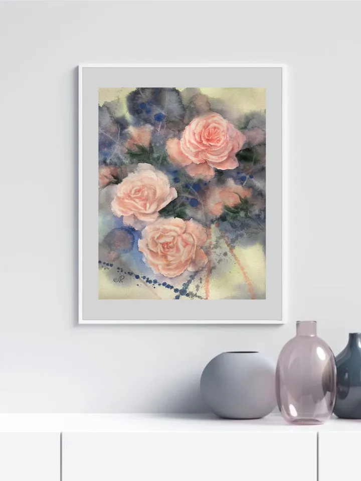 Roses Original Painting Flowers Watercolor Painting Floral Artwork