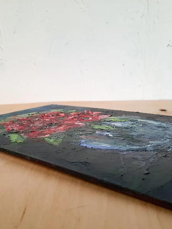 Red roses painting Original acrylic painting Flower painting Abstract still life