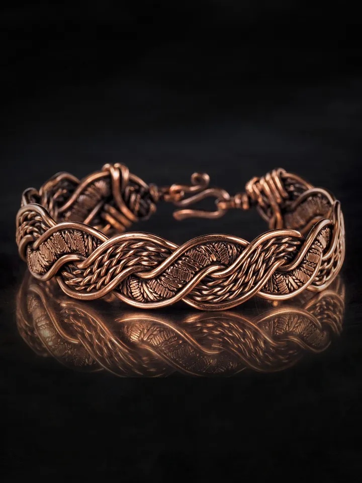 Woven copper wire bracelet Antique style handcrafted copper jewelry Unique gift