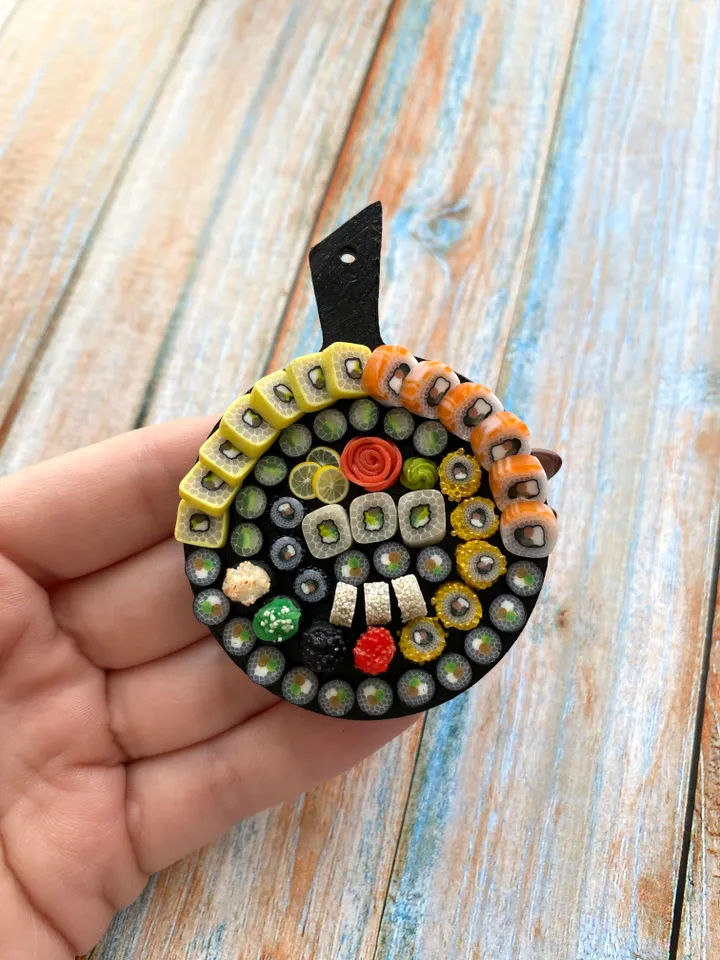 Magnet Miniature Sushi Board with Polymer clay Souvenir