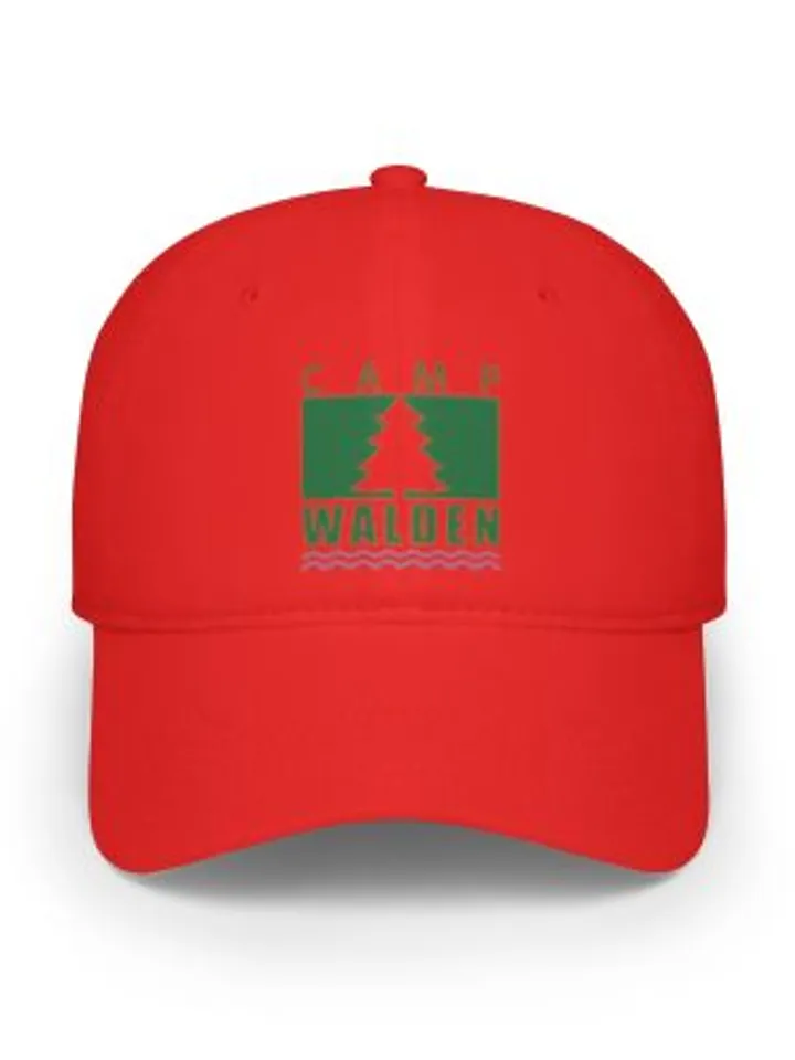 Camp Walden Red Low Profile Baseball Cap - Outdoor Adventure Hat, Summer Vacation Gear, Camping Accessory, Gift for Nature Lovers, Unisex
