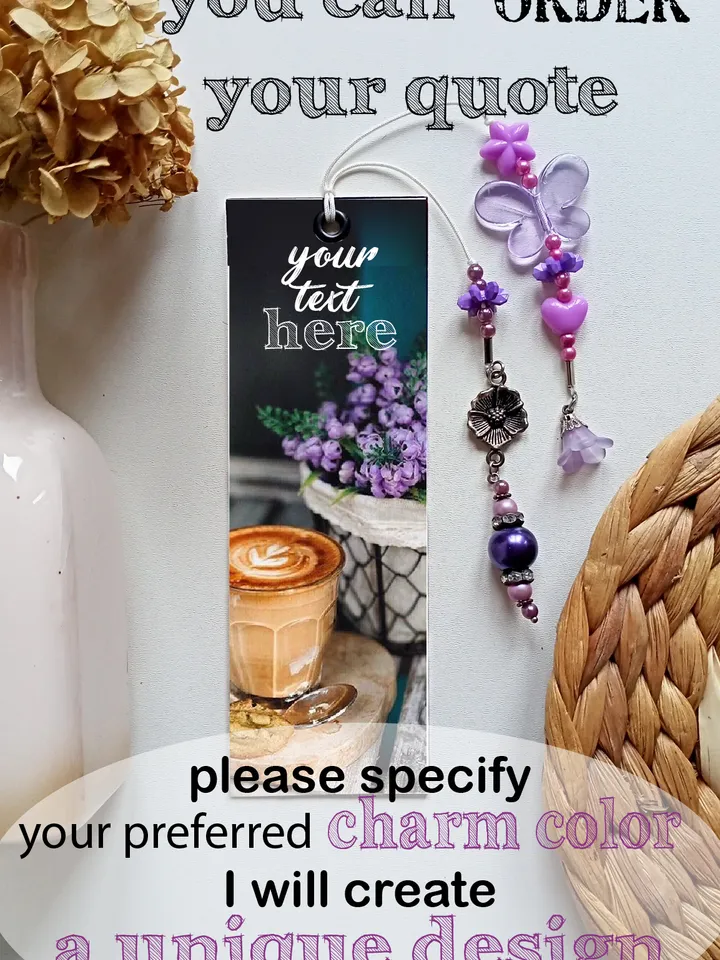 Hand made double sided bookmark with charm\Personalized bookmark for travelers notebook\Gifts for Mum-Daughter-Sister\Gift for teacher