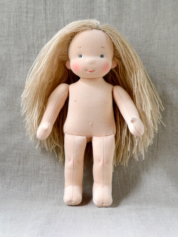 DIY Waldorf doll 11 inch (28 cm) tall. PDF pattern and tutorial. Patterns of doll clothes as bonus!