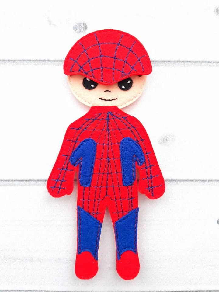 Superhero felt doll pattern with wardrobe, Boy Felt Doll with sets of clothes pattern, Felt Pattern pdf for boys 2,3,4,5 year old