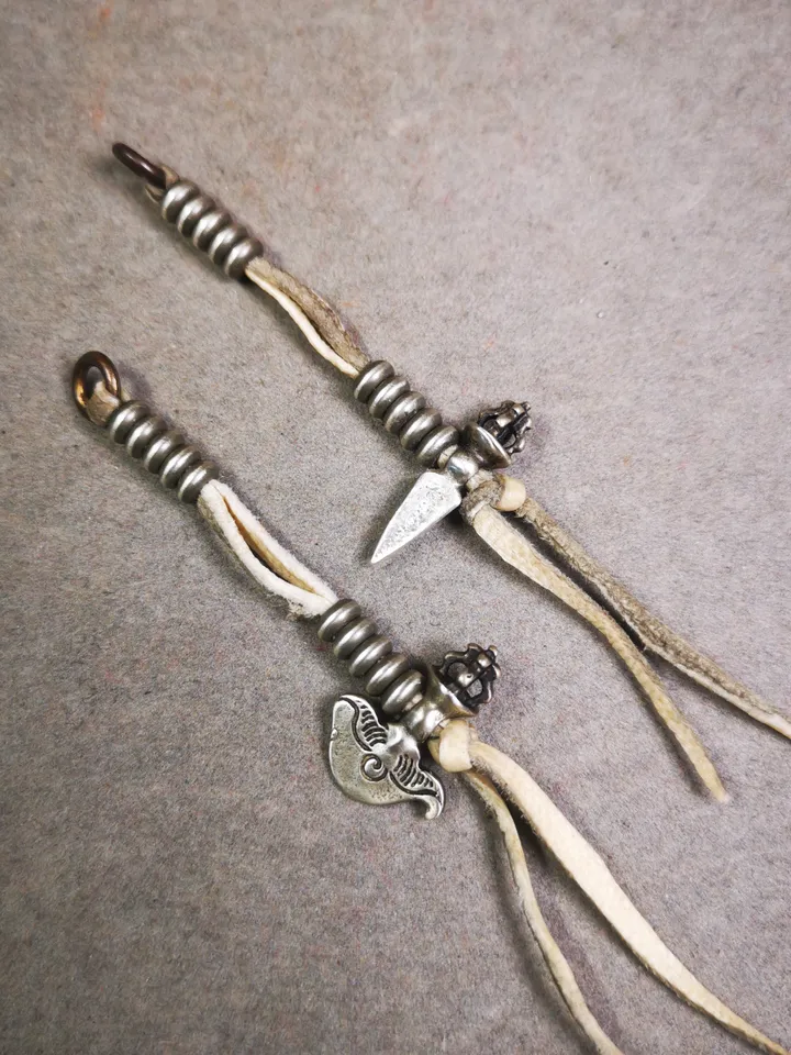 Gandhanra Handmade Tibetan Buddhist Mala Counters,Prayer Bead Counters,with Kartika and Kila Pendant,Made of White Copper