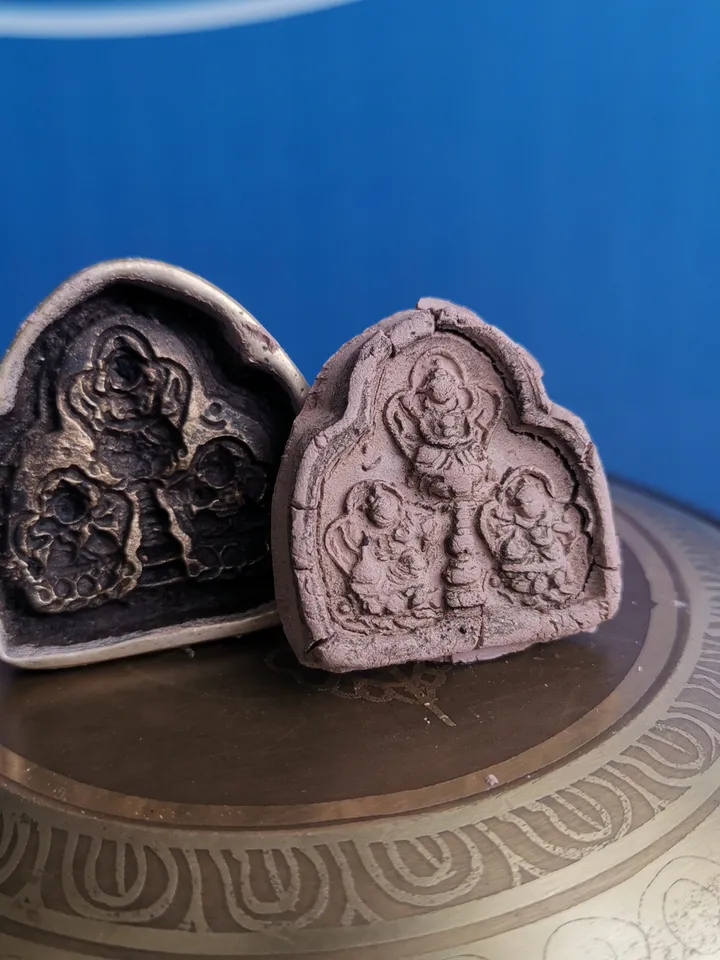 Gandhanra Vintage Tibetan Buddha Statue Tsa Tsa Mold, Three Long-life Deities, DIY Tsha Tsha Statue