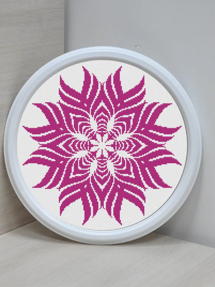 Mandala cross stitch pattern download PDF Simple mandala digital PDF Monochrome cross stitch chart Geometric ornament cross stitch #M123