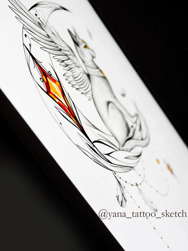 Bastet Tattoo Design Egyptian Goddess Bastet Tattoo Idea Drawing Sketch, Instant download JPG, PDF, PNG