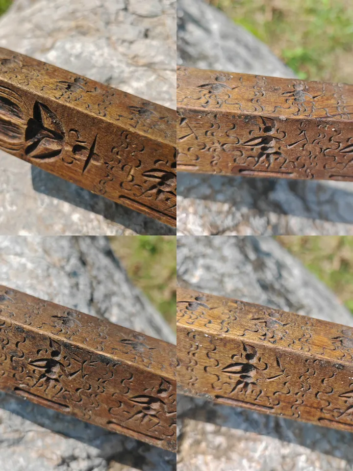 Gandhanra Antique Tibetan Buddhist Zanpar Wooden Mold Stick,Dharma Ritual Plate,Intricately Carved Esoteric Ritual Objects and protectors