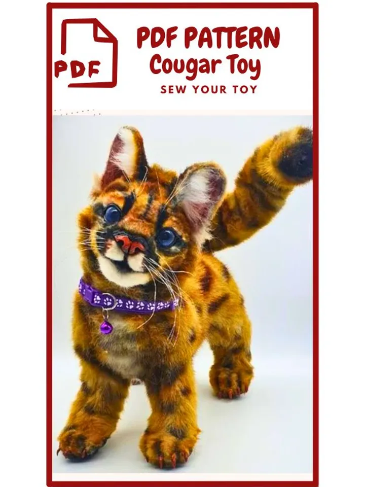 Sewing PATTERN Cougar Toy-Collectible Toy - Posing Toy- Cougar Toy-Stuffed Animal