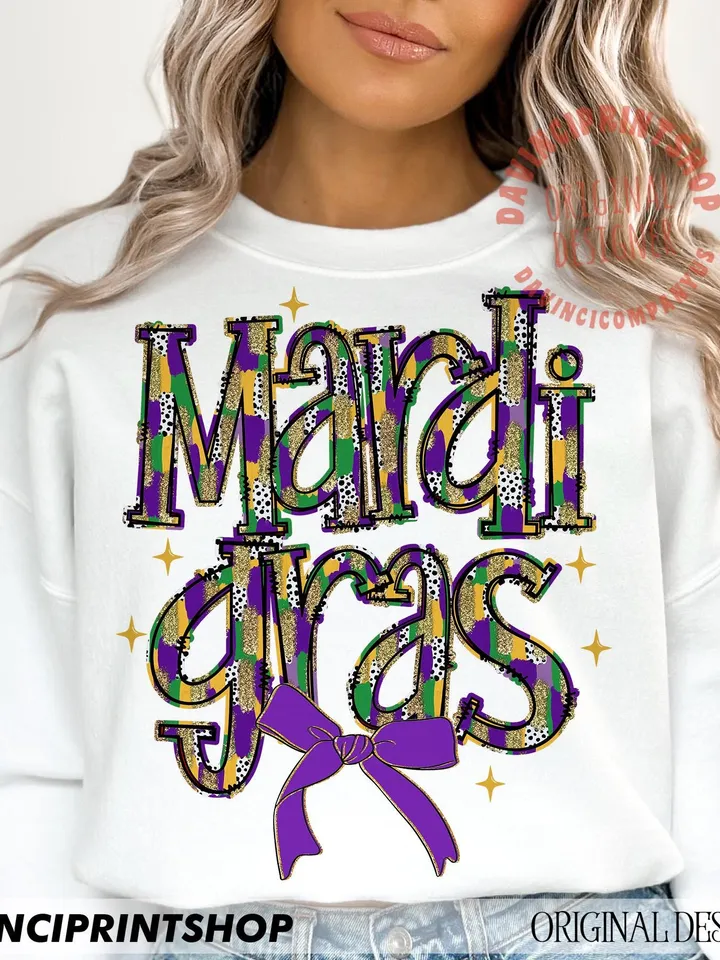 Mardi Gras Bow Png, Mardi Gras png, Fat Tuesday, Fleur De Lis Png, Retro Mardi Gras PNG, Mardi Gras Sublimation Design Download