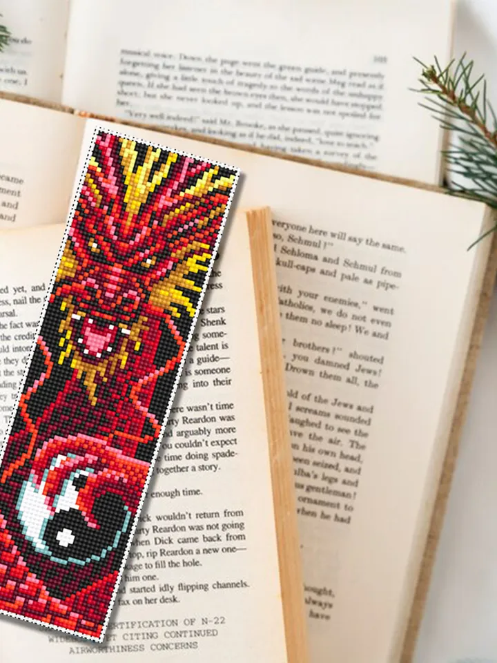 Dragon bookmark cross stitch pattern PDF download Fantasy red dragon cross stitch, Chinese dragon pattern, Yin yang, Chinese New Year #B271