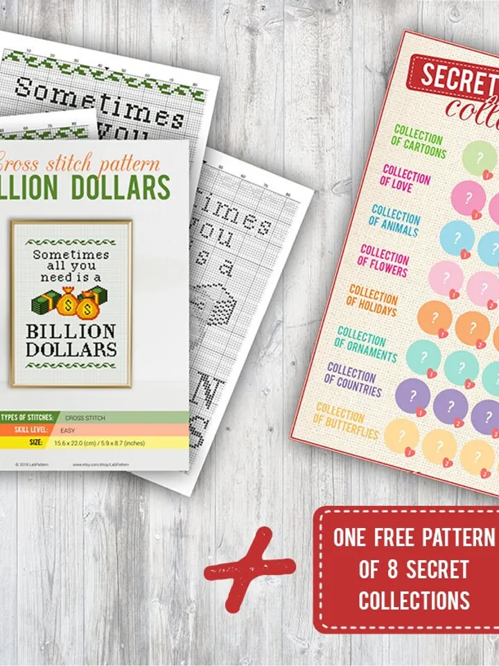 Cross stitch pattern Sometimes all you need is a Billion Dollars Dollar Money Rich Humor Dream PDF Format Instant Download Home decor Modern