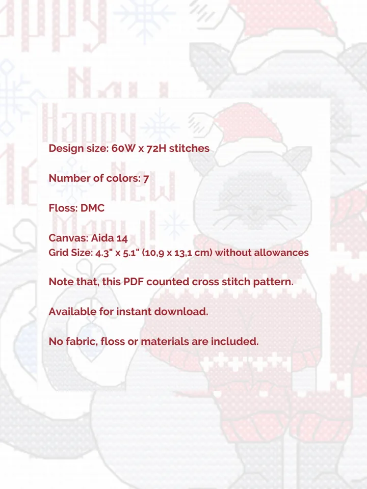 Cross stitch pattern PDF, Christmas cross stitch chart