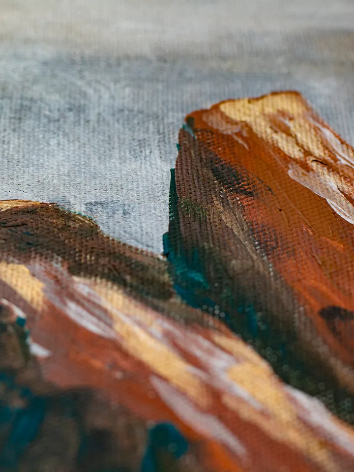 Mountains in clouds wall art | Modern Abstract Himalayas Painting | Gold Effect Acrylic Art on Canvas | Handmade Artwork | modular abstract painting mystical mountains