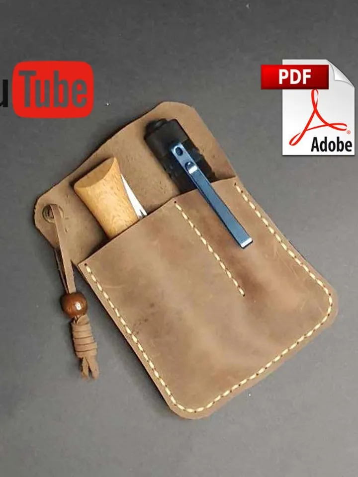 Folding Knife Leather Sheath Organizer EDC Tools flash light fast&easy, pdf pattern sheath, knife sheath, victorinnox, openil, olight