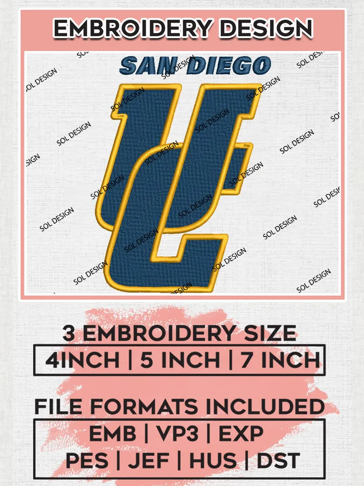NCAA UC San Diego Team Writing Logo Embroidery Design Files, NCAA UC San Diego Tritons Machine Embroidery, NCAA Teams, Game Day, 3 sizes, NCAA Machine embroidery designs, Digital Download