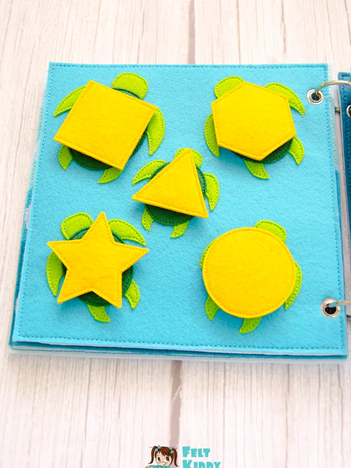Geometric Turtles, Quiet book page, Pattern and Tutorial, PDF+SVG files