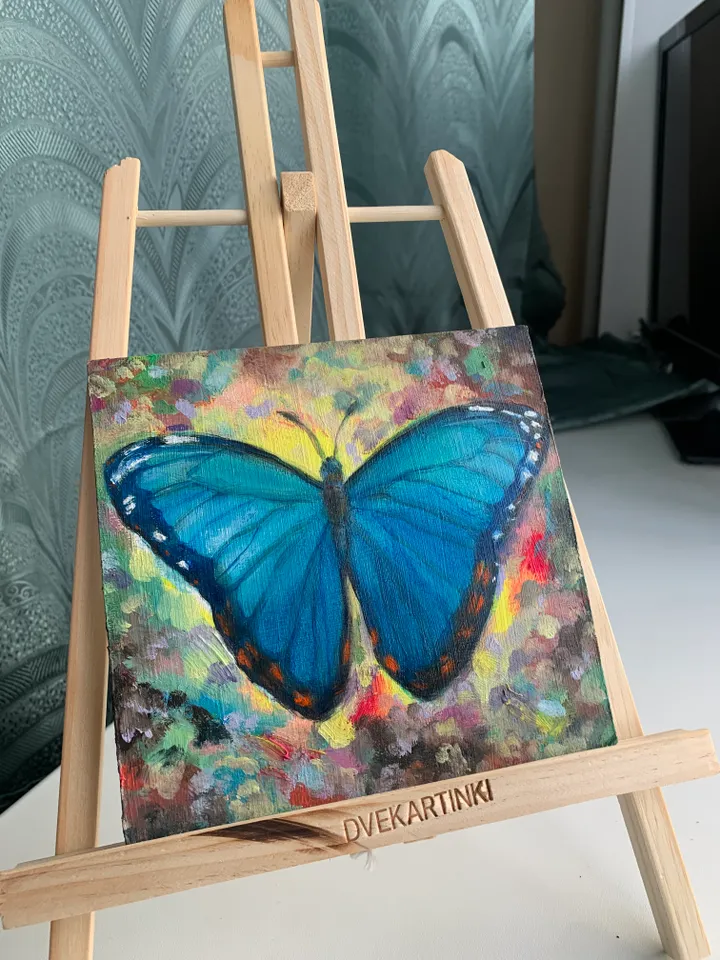 Morpho butterfly in the rays of light oil painting for interior