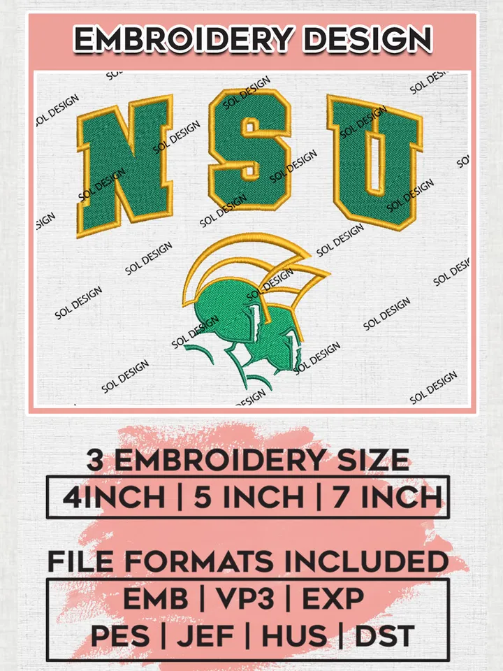 NSU Spartans Team Logo embroidery designs, NCAA Norfolk State Spartans Logo Machine embroidery designs, NCAA Team Logo embroidery designs, NCAA Game Day Machine embroidery designs, Digital Download