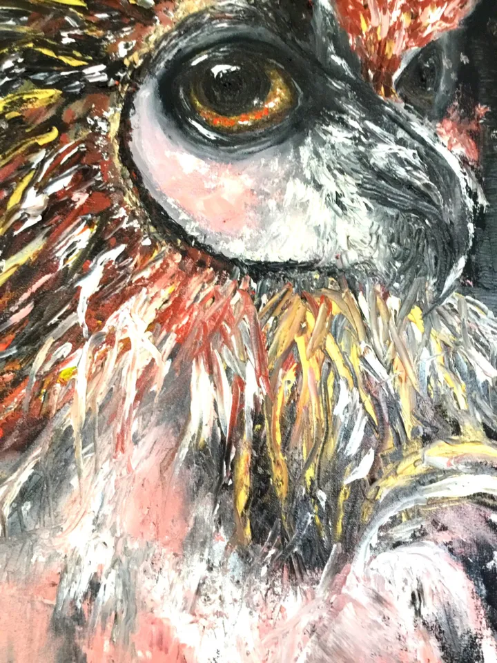 Fantasy woman-owl, original oil painting on stretched canvas,home decoration wall art,hand made ,gift for her.