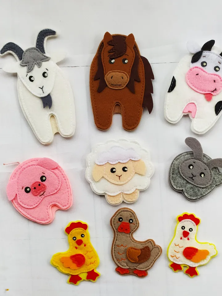 Felt farm animals pattern, Felt finger puppet toys pattern, Farm Quiet Book Pattern, Felt sewing pattern PDF for toddler