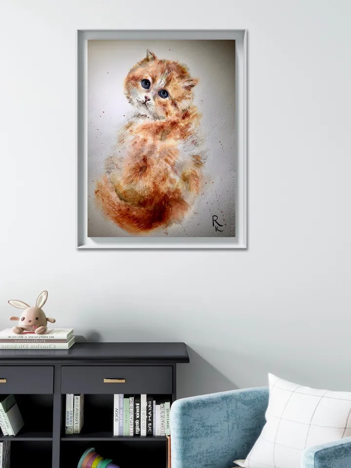 Cat painting,Ginger cat original watercolour painting,cat lovers gift,nursery room art,animals watercolour painting,original watercolour