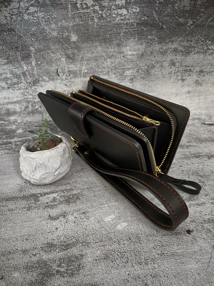 Pattern of a men's clutch - Pattern of a leather wallet with a zipper - Download PDF & video TUTORIAL 4mm