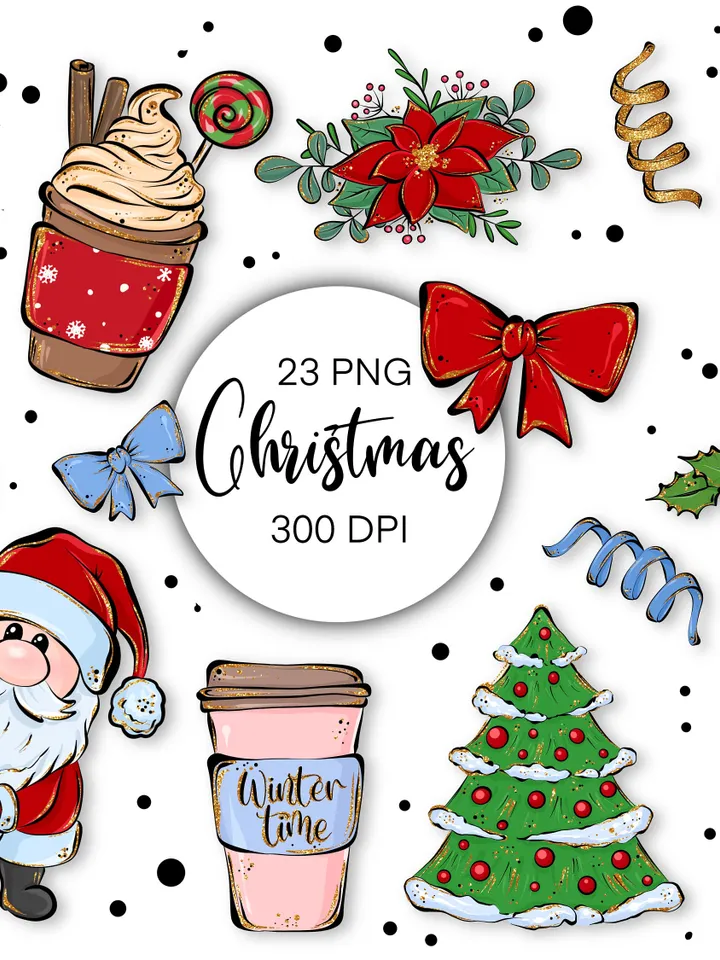 Christmas clipart, Christmas PNG, Christmas 2022, Christmas stickers, Christmas decor, Christmas card, Christmas postcard, Christmas pattern