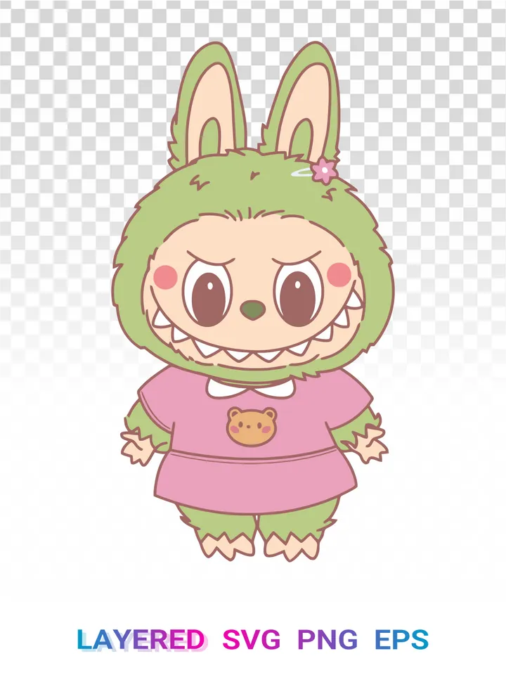 Labubu SVG PNG, Bear Shirt Clipart, Pop Mart Vector Cricut