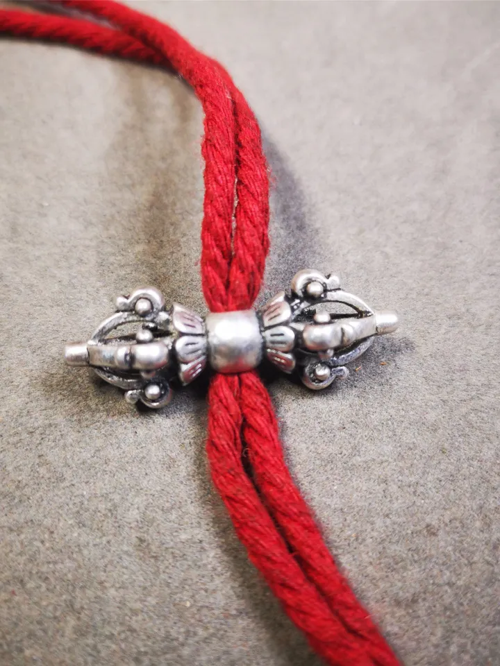 Gandhanra Handmade Tibetan Copper Vajra Amulet for Prayer Bead,Mala Pendant,1.5"