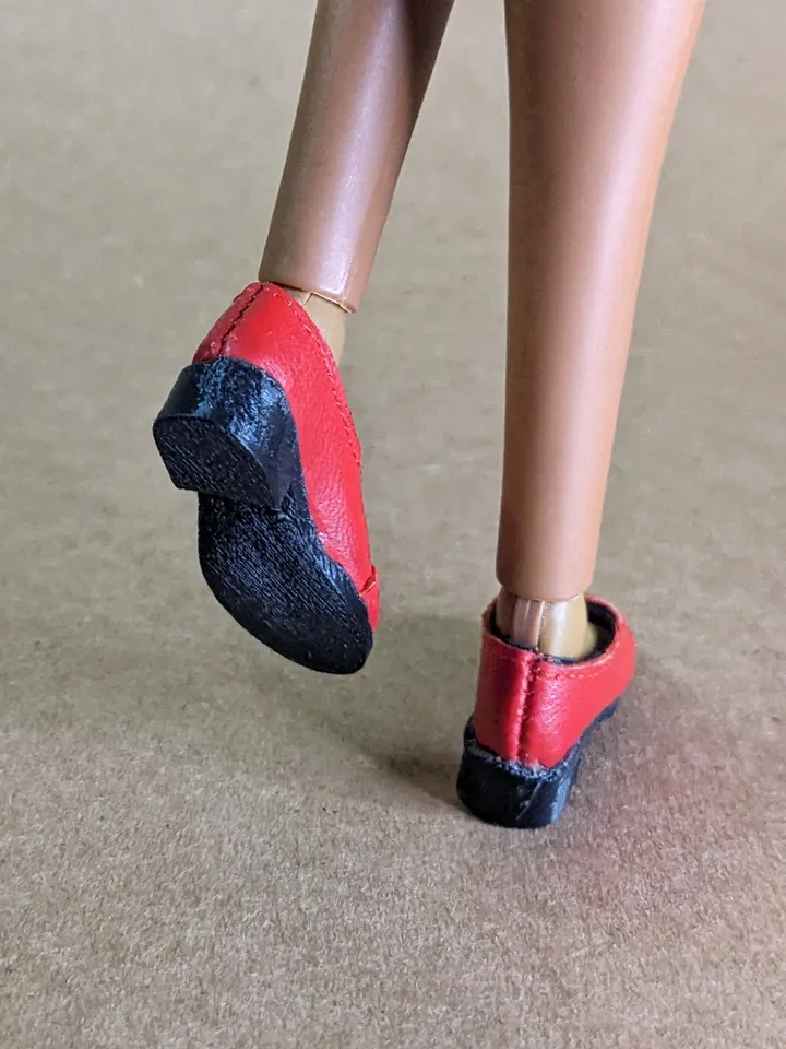 Handmade red & black leather Oxford shoes for 16-inch Integrity dolls (FR16)