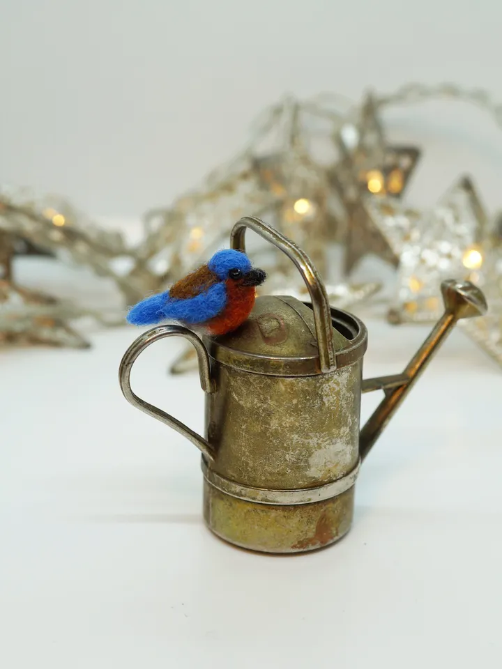 Tiny needle felted bluebird, miniature bird, made to order